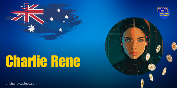 avatar of iGaming and casino expert, australian flag and website logo on blue background